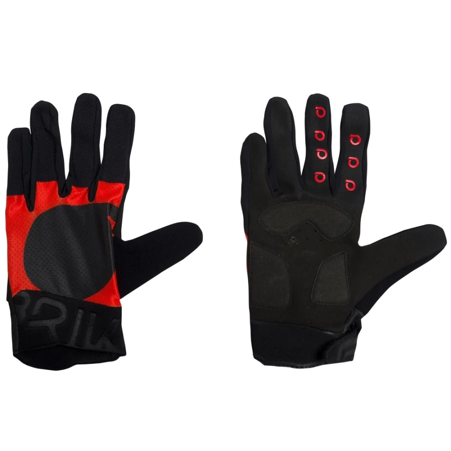 Briko MTB Glove 2.0 Cycling Gloves - Black Alicious & Red Flame Point, Mountain Bike Gloves for Men & Women